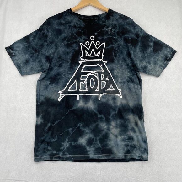 -Hot Topic Fall Out Boy Tie Dye Crown Logo Tee Blue/Black M - Picture 2 of 6